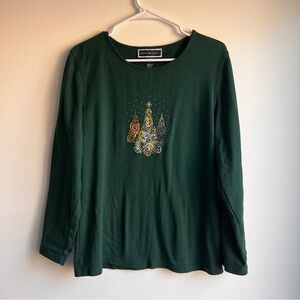 Karen Scott Christmas top in emerald green color